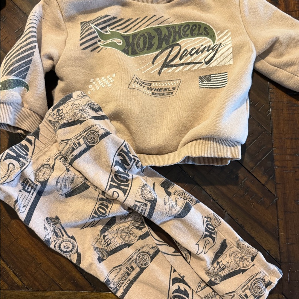 Hot Wheels Kids Racing Sweatshirt and Leggings Set - Beige